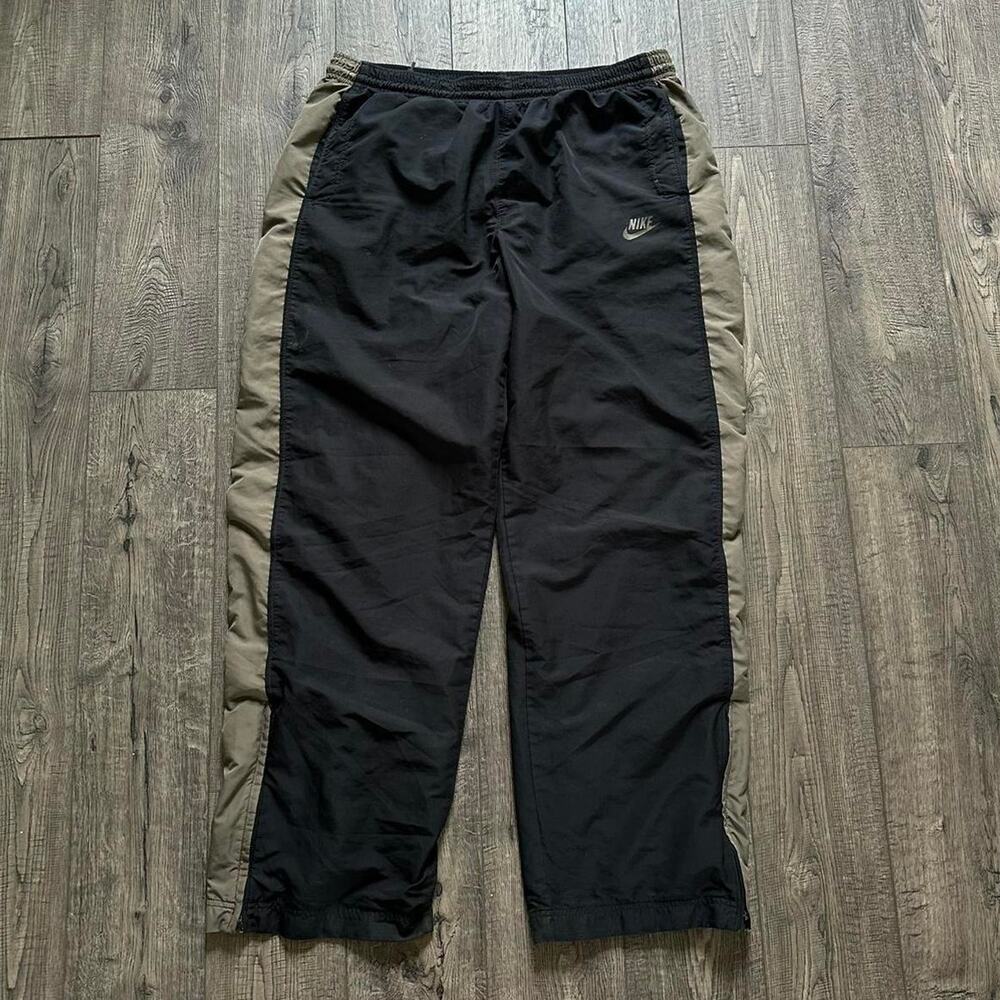 Vintage 90s Nike Striped Swooshy Nylon Baggy Wide Leg Track Pant
